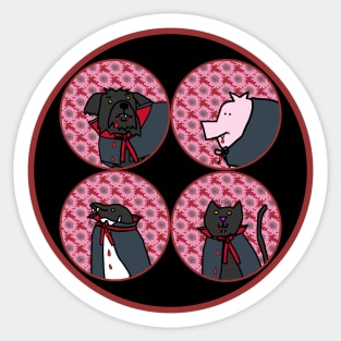 Horror Portrait of Halloween Vampire Animals Sticker